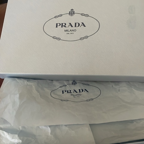 Prada Women's Red Patent Leather Loafers with Gold Accents - Picture 16 of 16